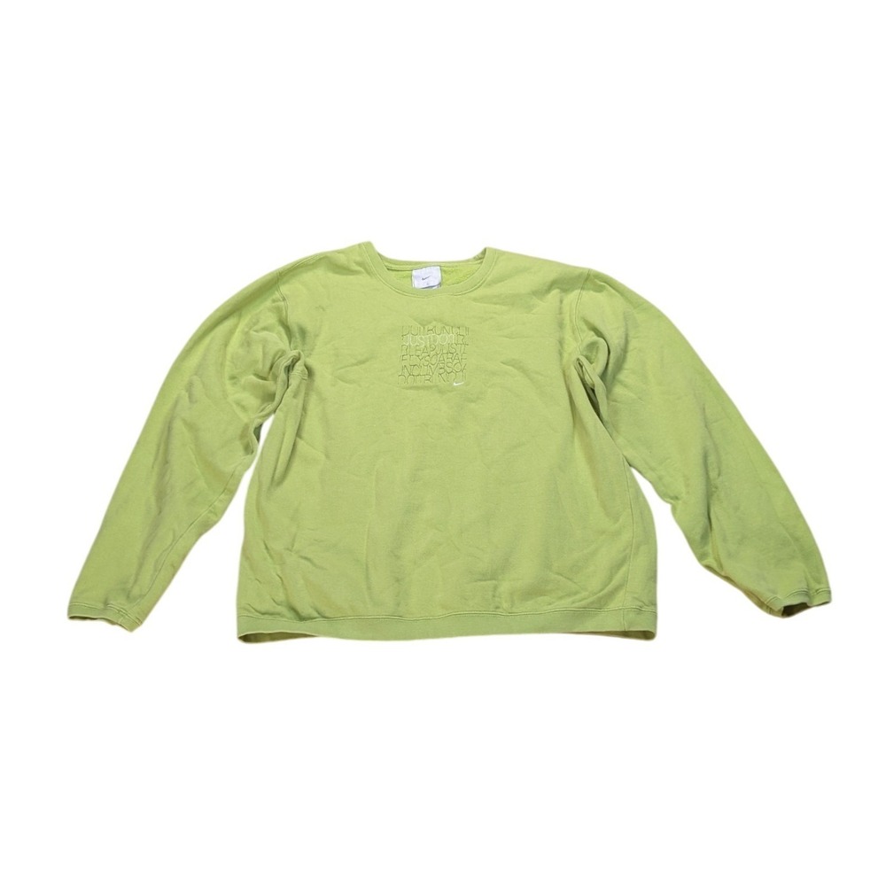 Nike Embroidered Graphic Sweatshirt Y2K Crewneck Just Do It Green Women's Large
